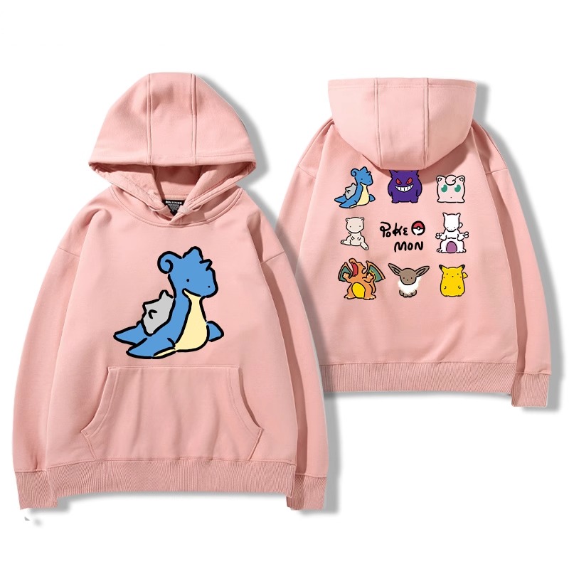 寶可夢聯名衛衣2024秋冬新款親子情侶裝薄絨款連帽衛衣