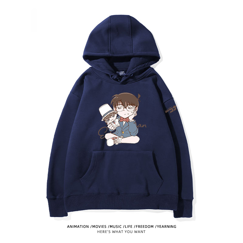 名偵探柯南 聯名衛衣2024秋冬新款親子情侶裝薄絨款連帽衛衣