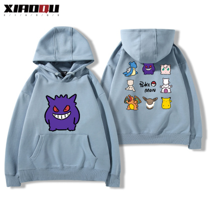 寶可夢聯名衛衣2024秋冬新款親子情侶裝薄絨款連帽衛衣