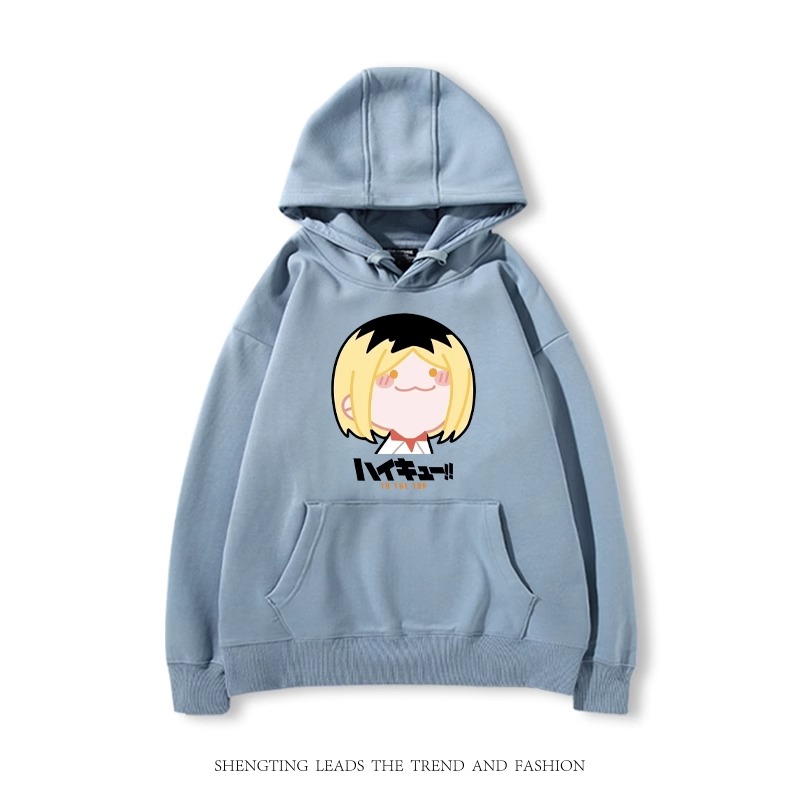 排球少年聯名衛衣2024秋冬新款親子情侶裝薄絨款連帽衛衣