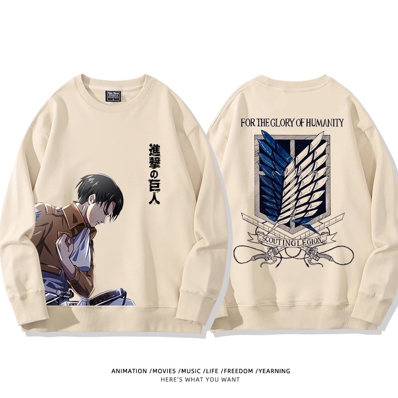 進擊的巨人 聯名衛衣2024秋冬新款親子情侶裝薄絨款連帽衛衣