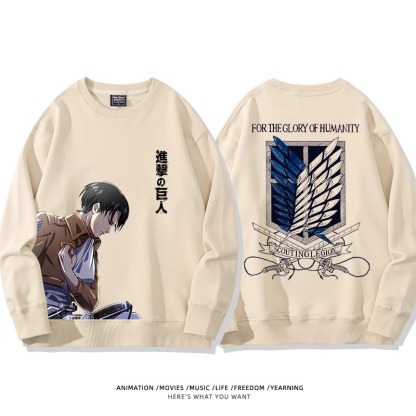 進擊的巨人 聯名衛衣2024秋冬新款親子情侶裝薄絨款連帽衛衣