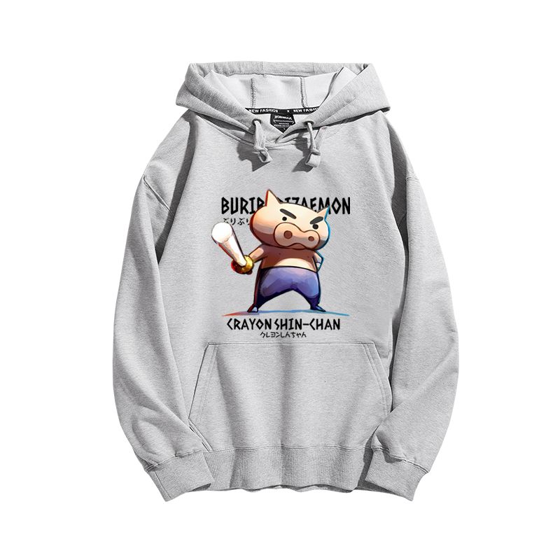 蠟筆小新聯名衛衣2023秋冬新款親子情侶裝薄絨款連帽衛衣
