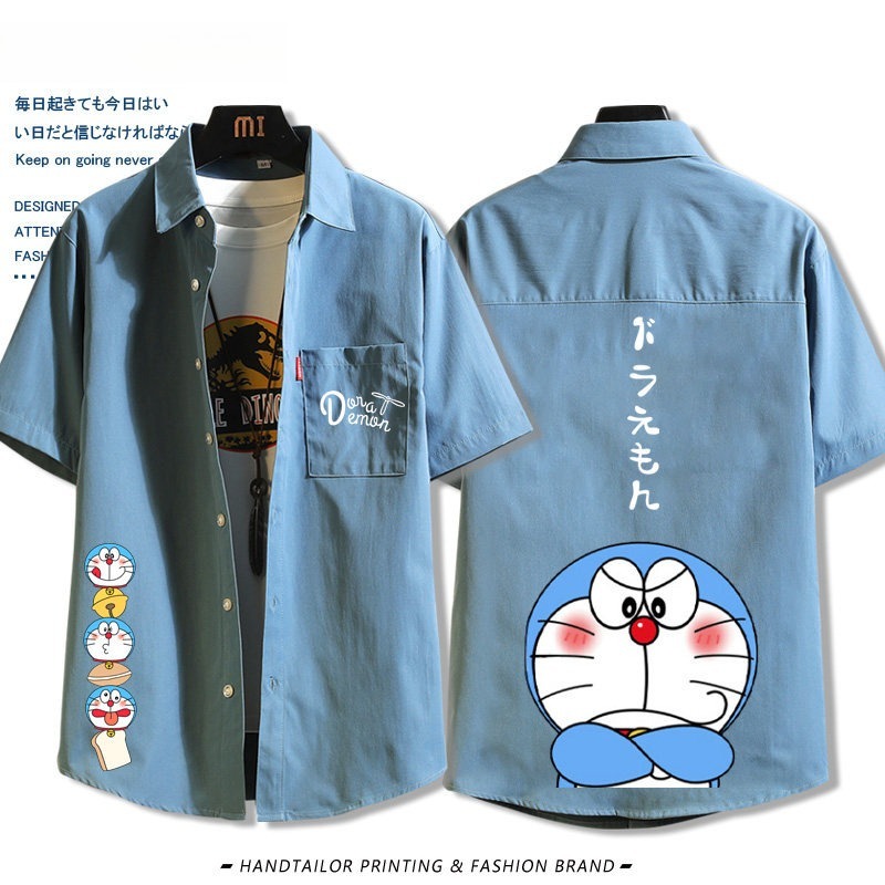 機器貓小叮噹 周邊薄款印花短袖襯衫