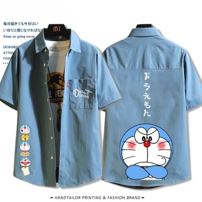 機器貓小叮噹 周邊薄款印花短袖襯衫