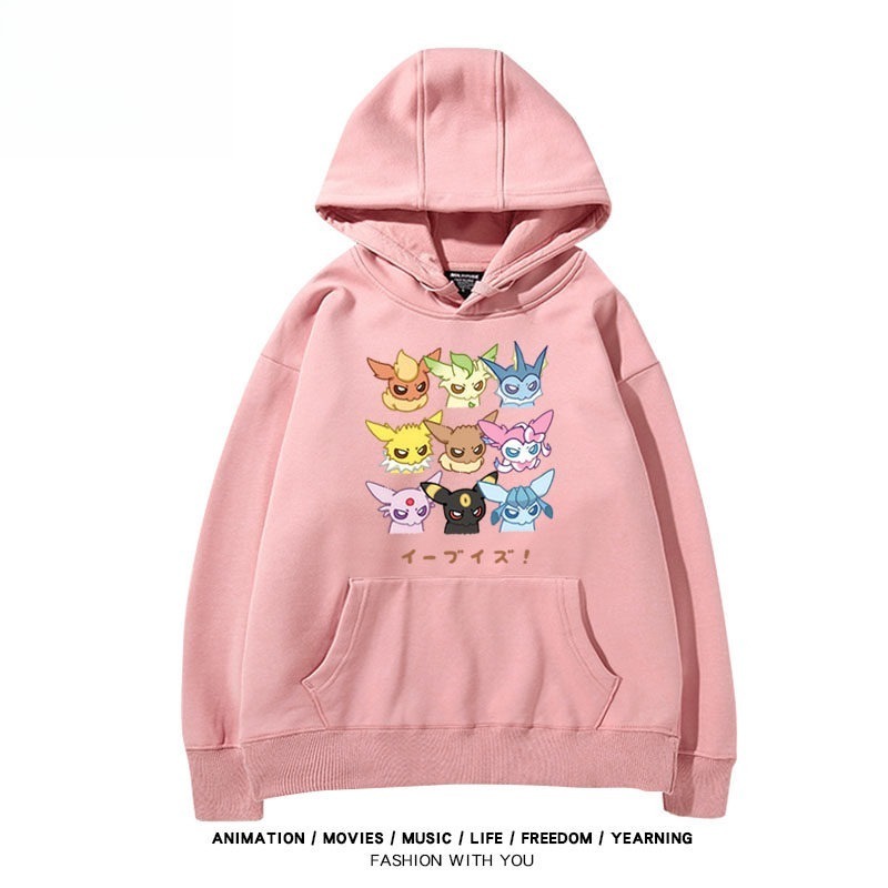 寶可夢伊布家族 聯名衛衣秋冬新款親子情侶裝連帽衛衣