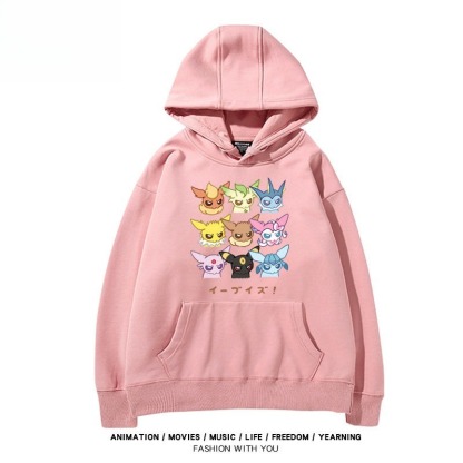 寶可夢伊布家族 聯名衛衣秋冬新款親子情侶裝連帽衛衣