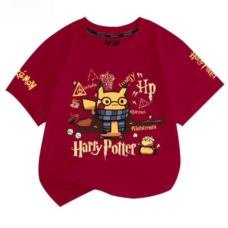 皮卡丘X哈利波特 2026親子情侶男女同款 印花短袖T恤