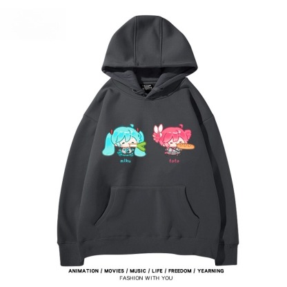 初音未來X重音Teto新款 親子情侶男女連帽衛衣