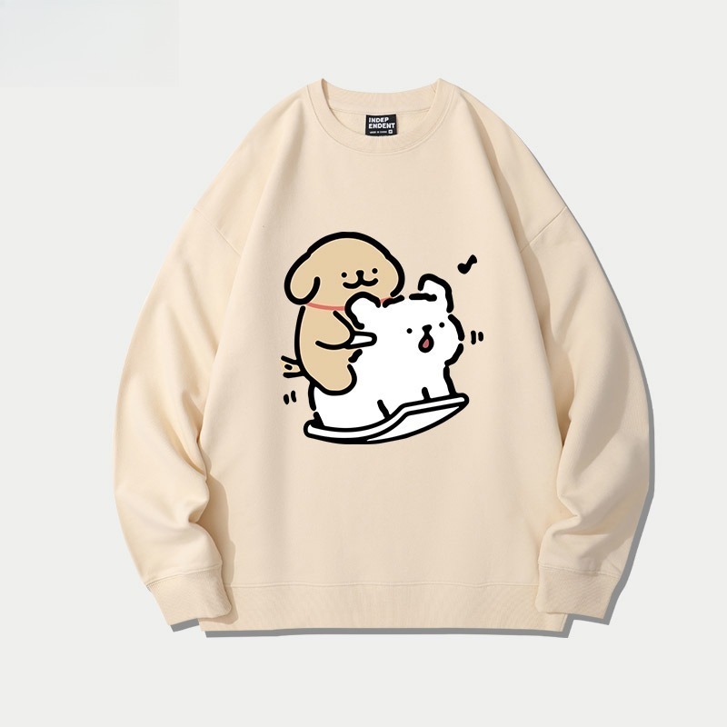 線條小狗 聯名親子情侶裝 圓領長袖