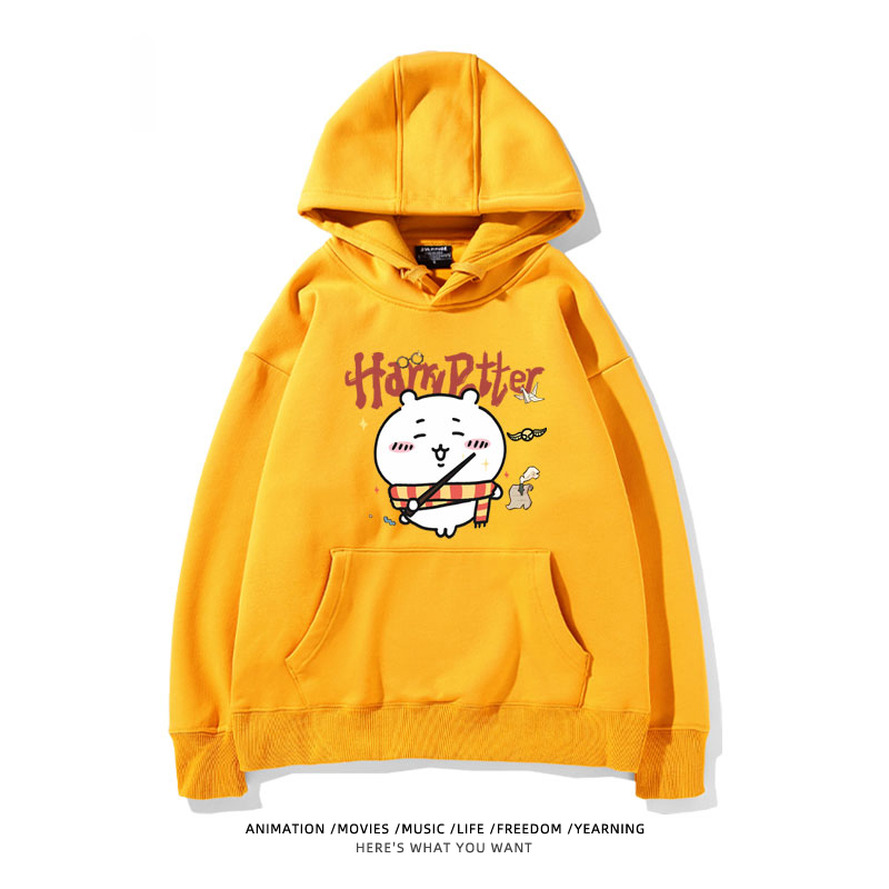 Chiikawa聯名衛衣2024秋冬新款親子情侶裝薄絨款連帽衛衣