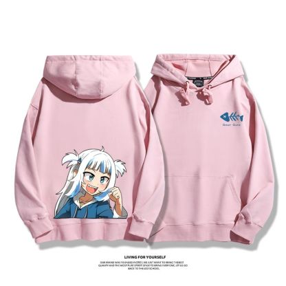 Gawr Gura聯名衛衣2023秋冬新款親子情侶裝薄絨款連帽衛衣