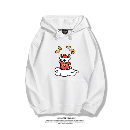 線條小狗聯名衛衣2023秋冬新款親子情侶裝薄絨款連帽衛衣