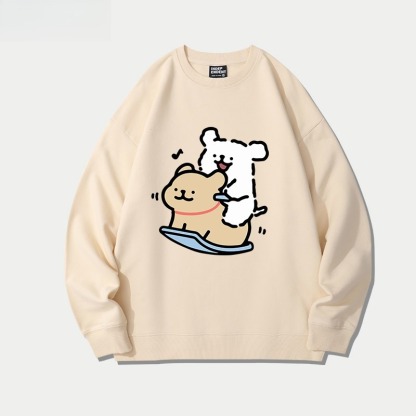 線條小狗 聯名親子情侶裝 圓領長袖