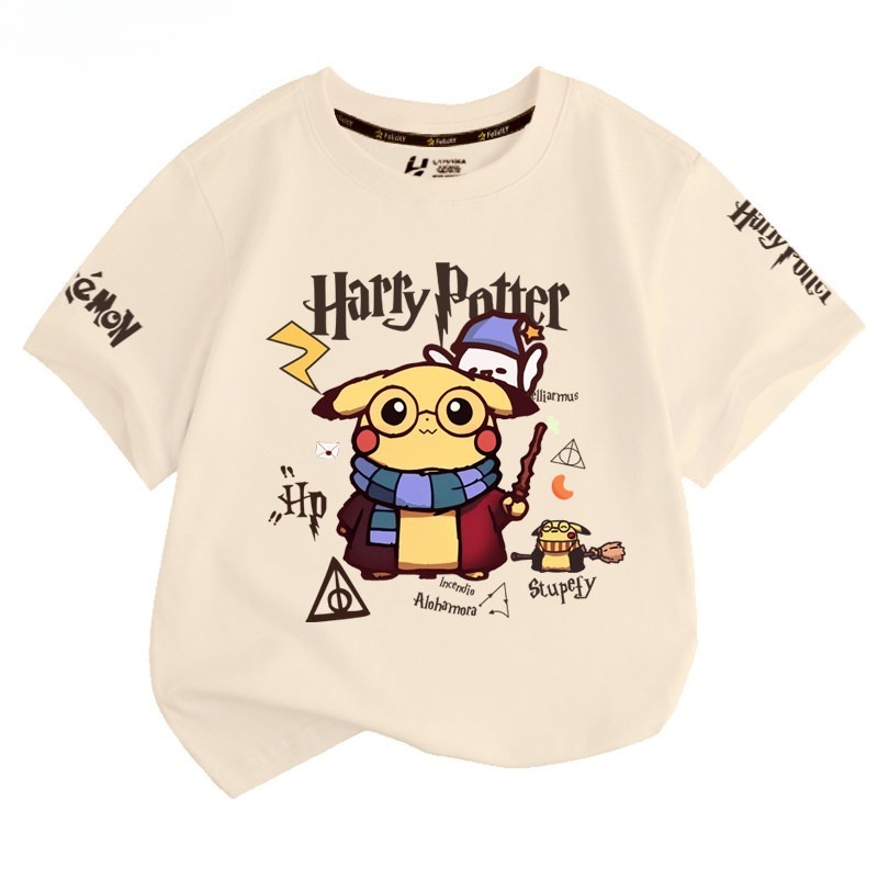 皮卡丘X哈利波特 2026親子情侶男女同款 印花短袖T恤