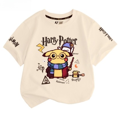皮卡丘X哈利波特 2026親子情侶男女同款 印花短袖T恤