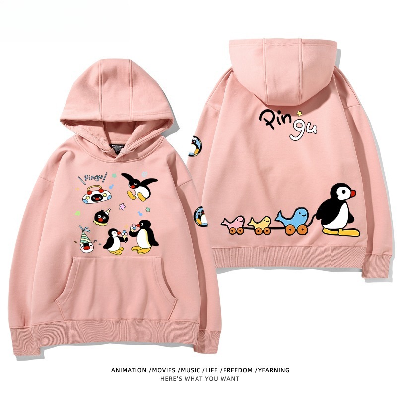 企鵝Pingu 秋冬新款 親子情侶男女連帽衛衣