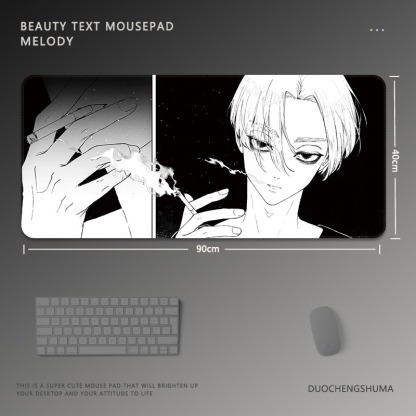 黑白動漫電競超大遊戲加厚防滑鼠標墊