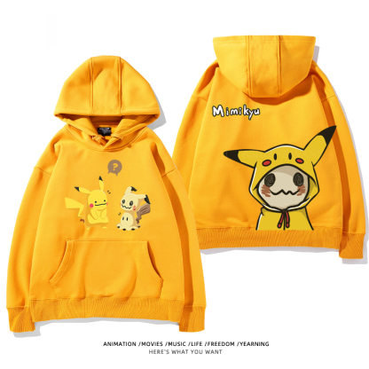 寶可夢 聯名衛衣2024秋冬新款親子情侶裝薄絨款連帽衛衣