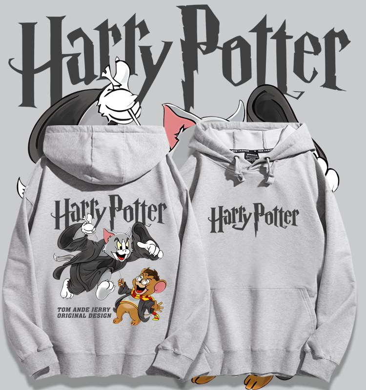 貓和老鼠x哈利波特聯名衛衣2023秋冬新款親子情侶裝薄絨款連帽衛衣