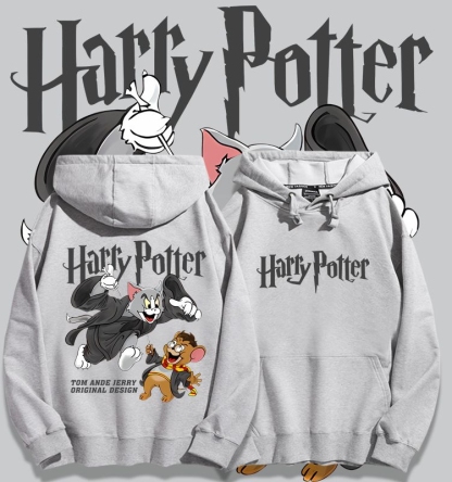 貓和老鼠x哈利波特聯名衛衣2023秋冬新款親子情侶裝薄絨款連帽衛衣