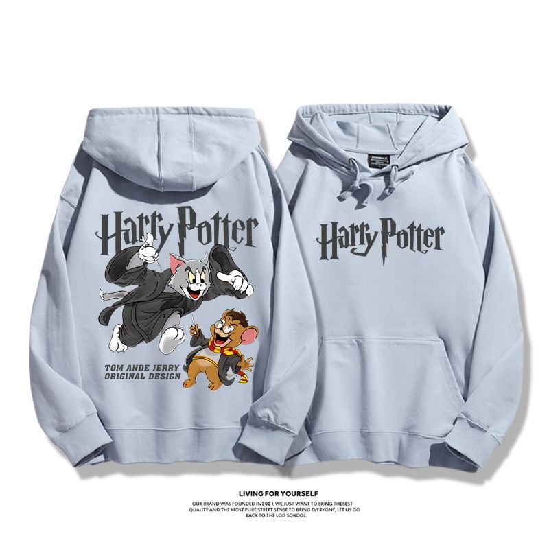貓和老鼠x哈利波特聯名衛衣2023秋冬新款親子情侶裝薄絨款連帽衛衣