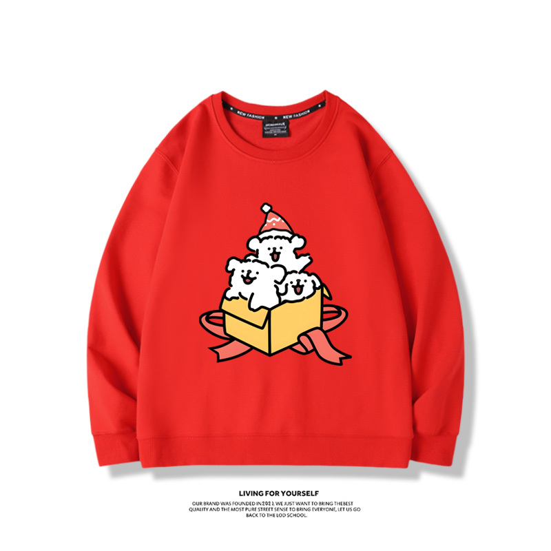 線條小狗聯名聖誕2023親子情侶裝 圓領長袖