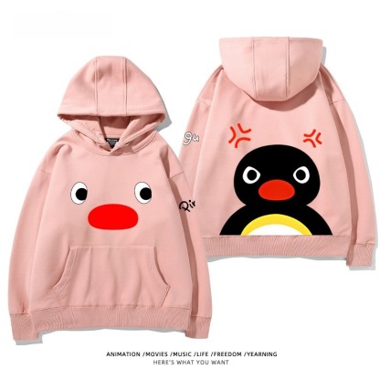 企鵝Pingu 秋冬新款 親子情侶男女連帽衛衣