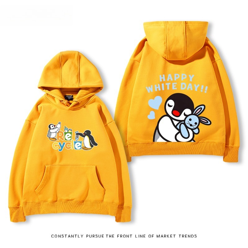 企鵝Pingu 秋冬新款 親子情侶男女連帽衛衣