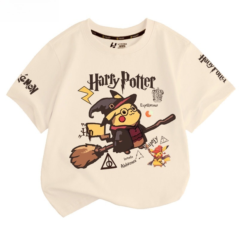 皮卡丘X哈利波特 2026親子情侶男女同款 印花短袖T恤