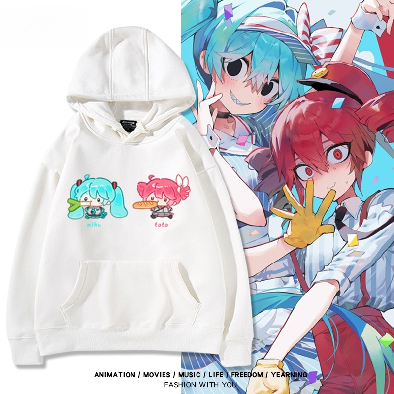 初音未來X重音Teto新款 親子情侶男女連帽衛衣