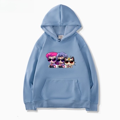 寶可夢火箭隊 聯名衛衣新款 親子情侶裝連帽衛衣