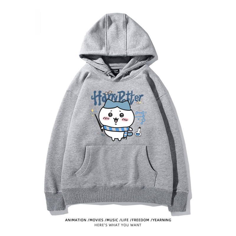 Chiikawa聯名衛衣2024秋冬新款親子情侶裝薄絨款連帽衛衣