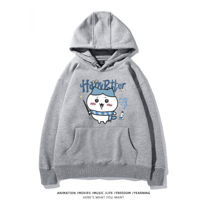 Chiikawa聯名衛衣2024秋冬新款親子情侶裝薄絨款連帽衛衣