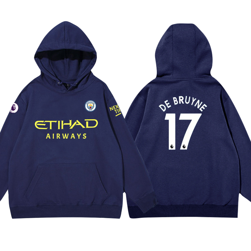 24-25賽季曼城主場球衣17號德布勞內9號哈蘭德 足球球迷 寬鬆百搭 秋冬款 寬鬆連帽衛衣