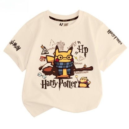 皮卡丘X哈利波特 2026親子情侶男女同款 印花短袖T恤