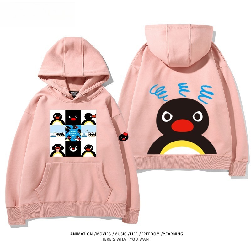企鵝Pingu 秋冬新款 親子情侶男女連帽衛衣