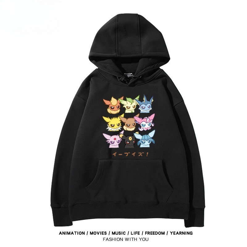 寶可夢伊布家族 聯名衛衣秋冬新款親子情侶裝連帽衛衣