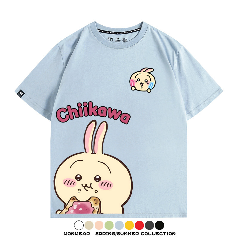 Chiikawa日系萌系吉伊卡哇可愛小八烏薩奇聯名短袖夏男T恤衫
