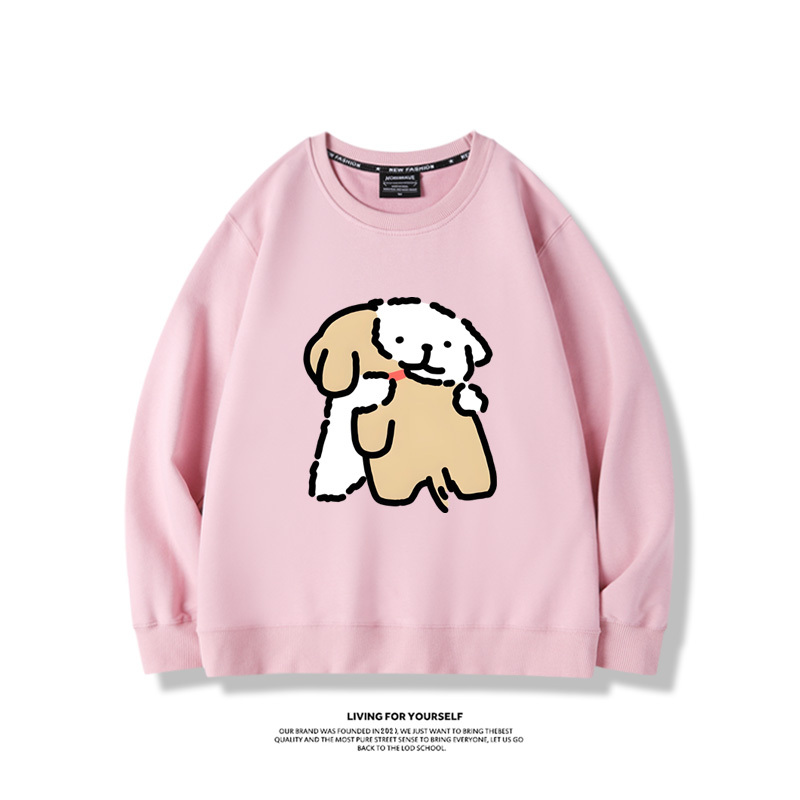 線條小狗2024親子情侶裝 圓領長袖