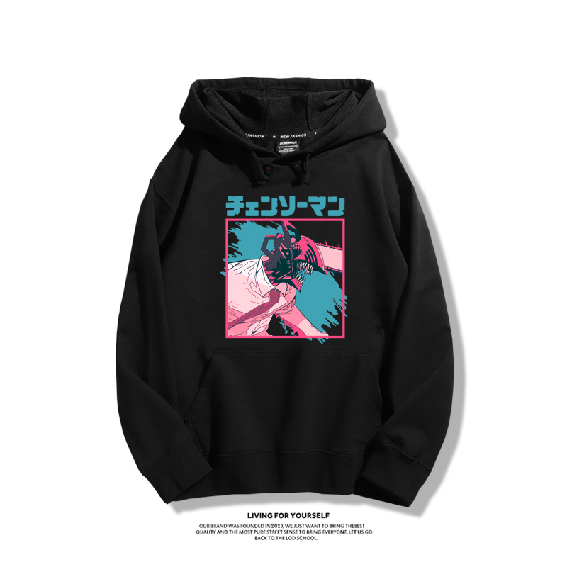 鏈鋸人聯名衛衣2023秋冬新款親子情侶裝薄絨款連帽衛衣