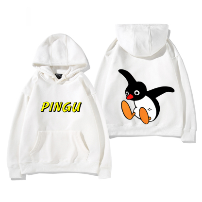 企鵝家族PINGU 聯名衛衣2024秋冬新款親子情侶裝薄絨款連帽衛衣