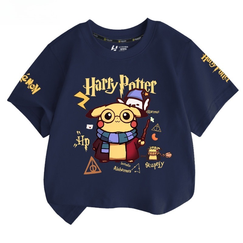 皮卡丘X哈利波特 2026親子情侶男女同款 印花短袖T恤