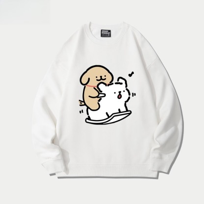 線條小狗 聯名親子情侶裝 圓領長袖