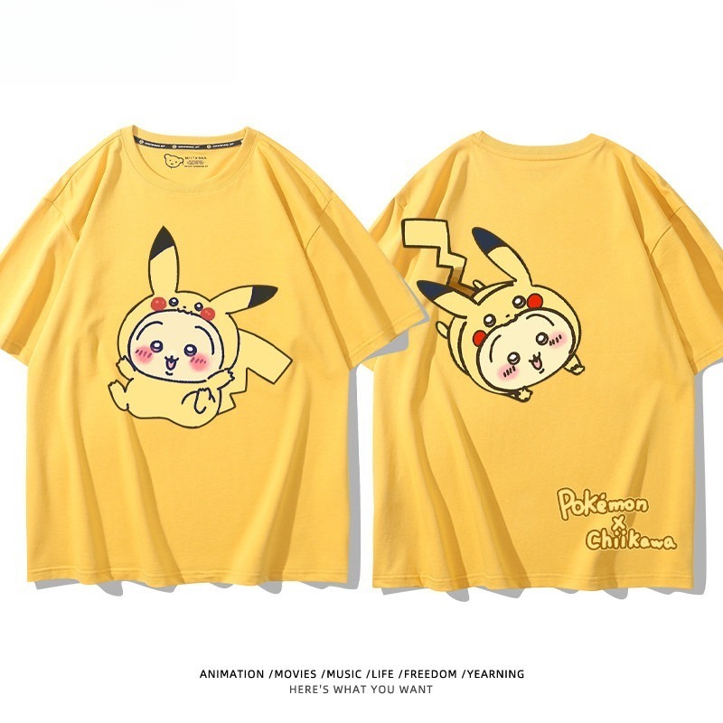 Chiikawa X 寶可夢 2026親子情侶男女同款 印花短袖T恤