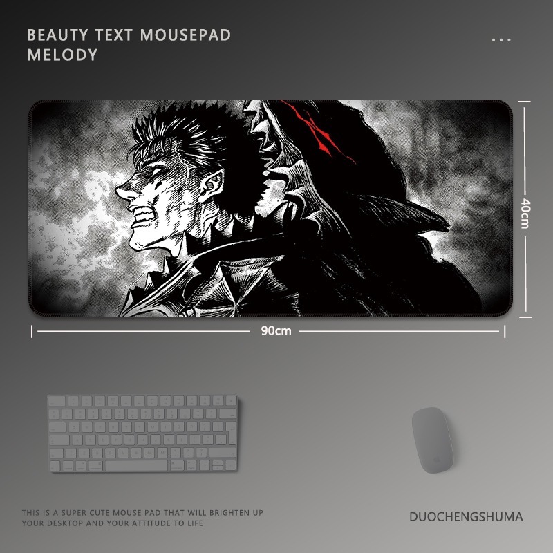 黑白動漫電競超大遊戲加厚防滑鼠標墊
