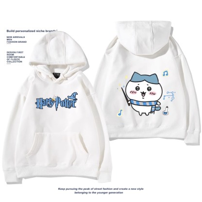 Chiikawa聯名衛衣2024秋冬新款親子情侶裝薄絨款連帽衛衣