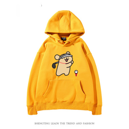 線條小狗 2024秋冬新款親子情侶裝薄絨款連帽衛衣