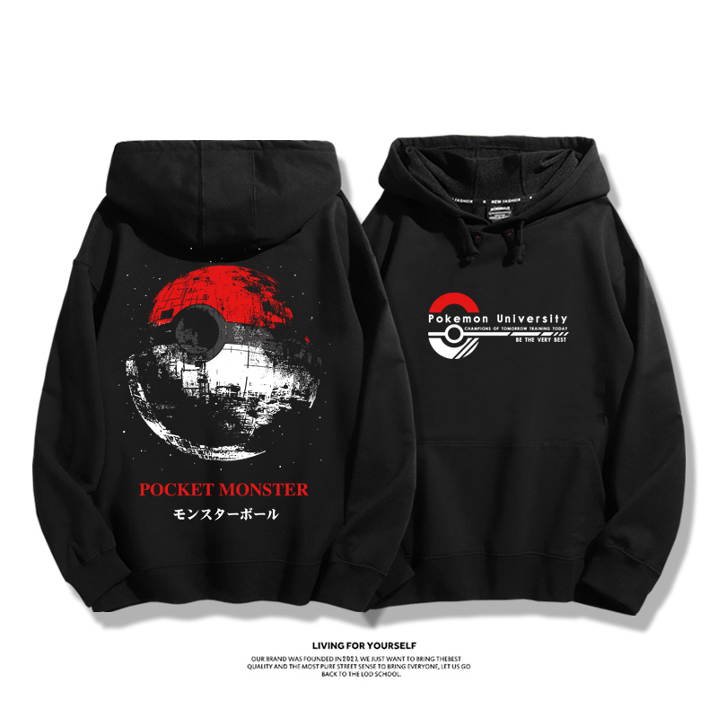 精靈寶可夢聯名衛衣2023秋冬新款親子情侶裝薄絨款連帽衛衣