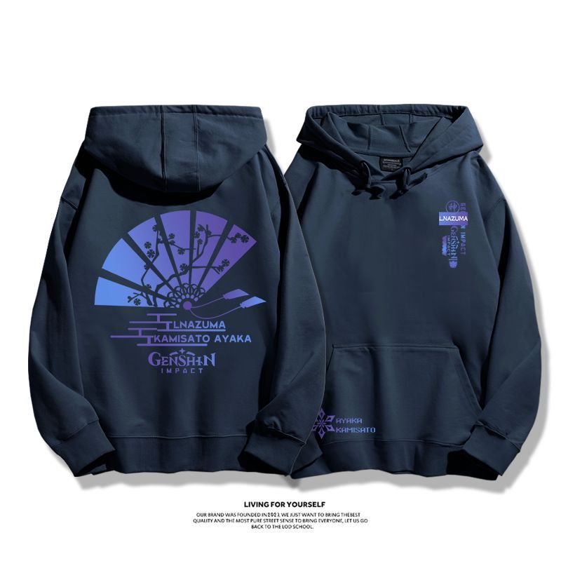 原神聯名衛衣2023秋冬新款親子情侶裝薄絨款連帽衛衣